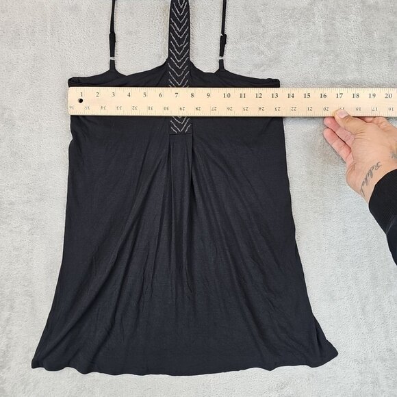 Armani Exchange Tank Top Womens Size S Black Chain Link Detail Flowy Viscose - Picture 7 of 8